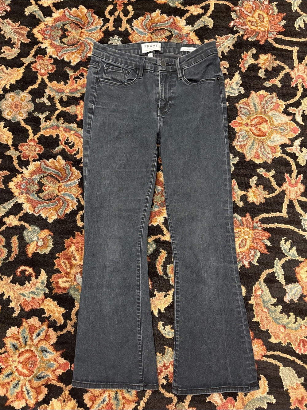 Frame Denim Faded Black Le Crop Mini Boot Jeans